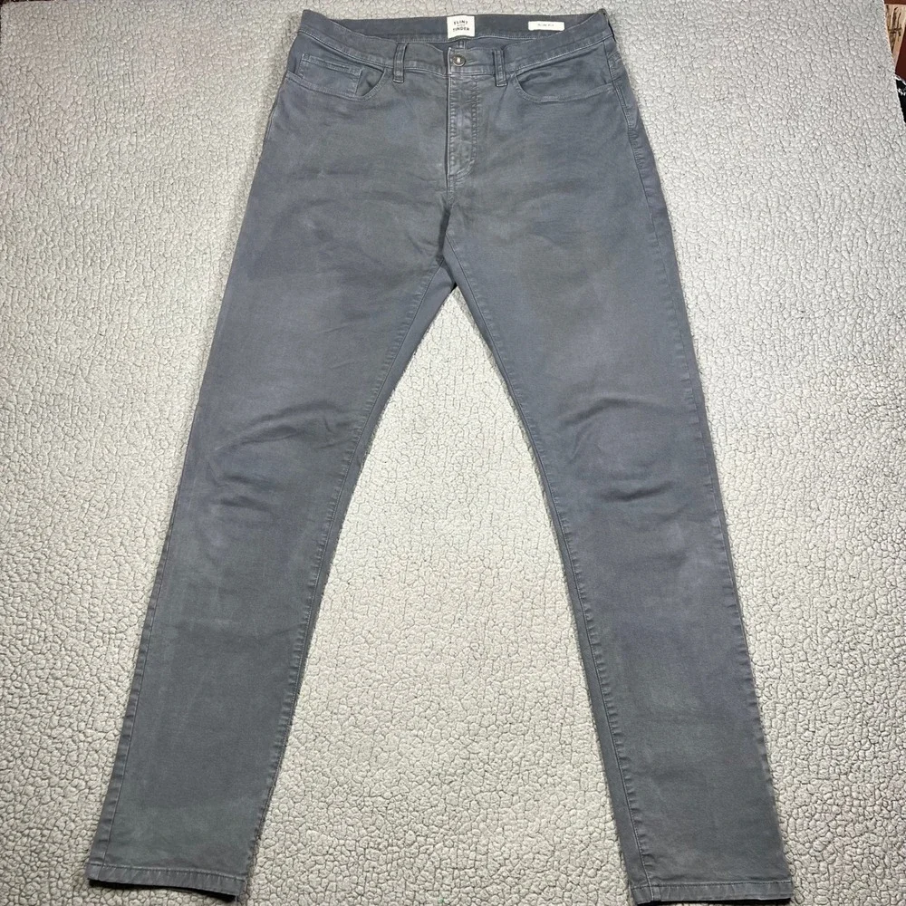 Flint and Tinder 365 Pants Mens Size 33 Grey Slim Fit Cotton Stretch Chinos 5400